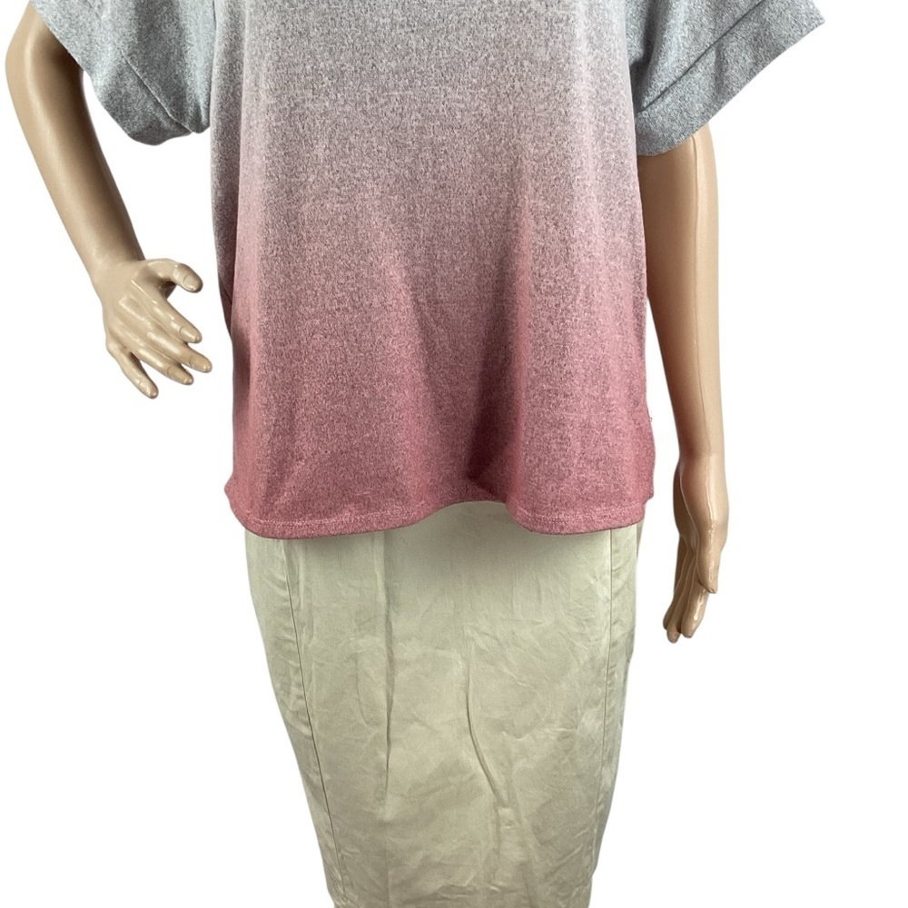 Lucky Brand Hacci Ombré Lounge Sleep T-Shirt Gray Rose M - Picture 3 of 6